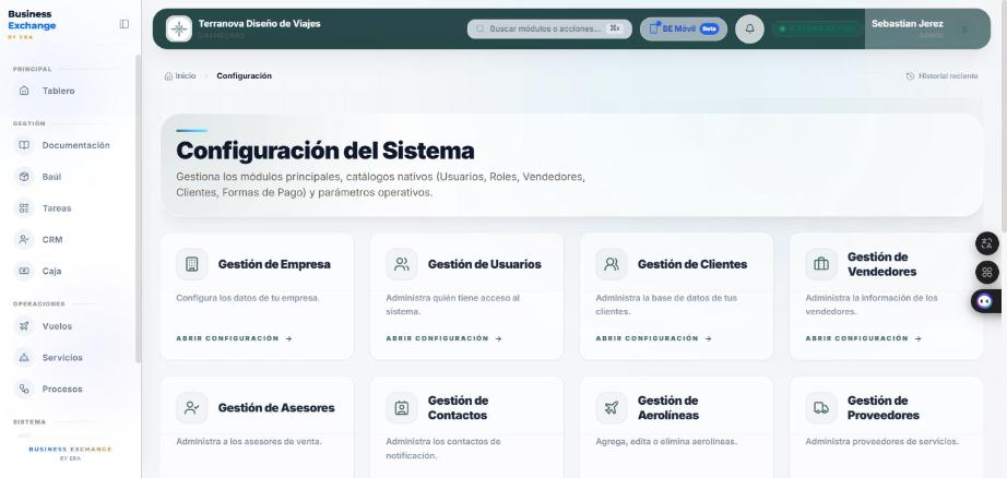 Paso 1 · En Configuración del Sistema, la tarjeta Gestión de Empresa → Abrir configuración.